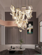 Acrylic LED Chandelier Dimmable Height Adjustable Dining Room Living Room — Gold Silver 3 to 12 Heads