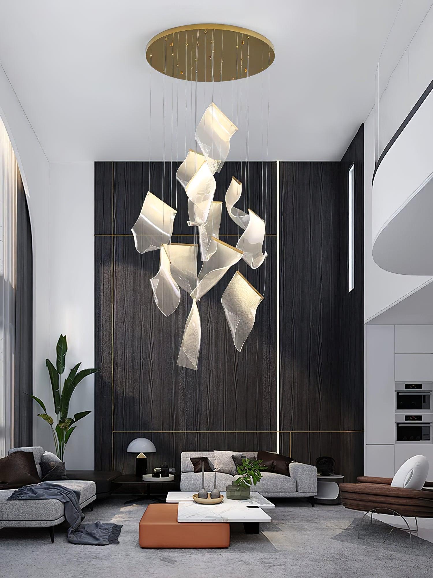 Acrylic LED Chandelier Dimmable Height Adjustable Dining Room Living Room — Gold Silver 3 to 12 Heads