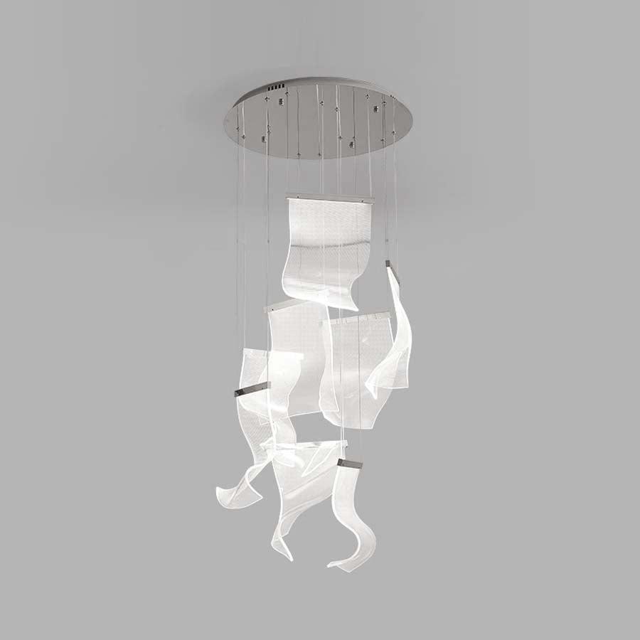 Acrylic LED Chandelier Dimmable Height Adjustable Dining Room Living Room — Gold Silver 3 to 12 Heads