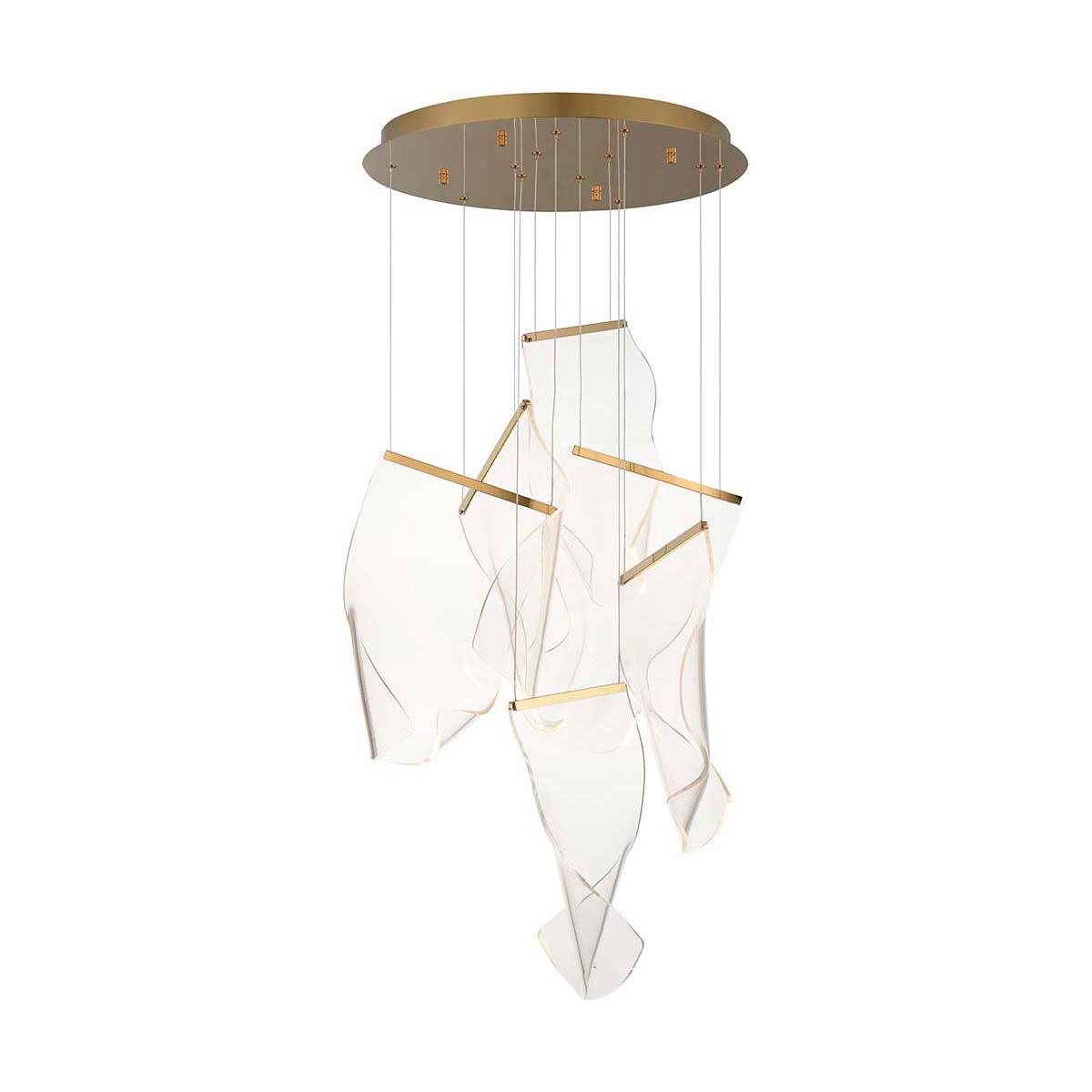 Acrylic LED Chandelier Dimmable Height Adjustable Dining Room Living Room — Gold Silver 3 to 12 Heads