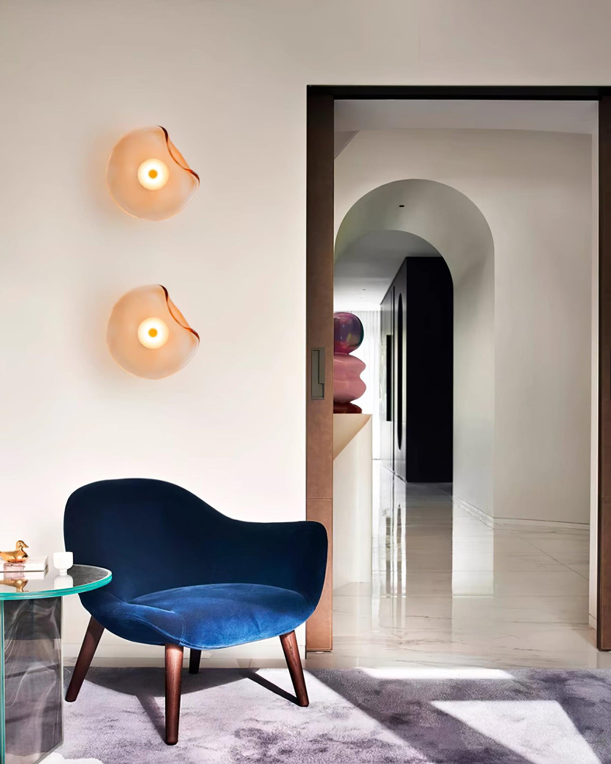 Lunara Elegant Amber Glass Wall Sconce with Warm Glow