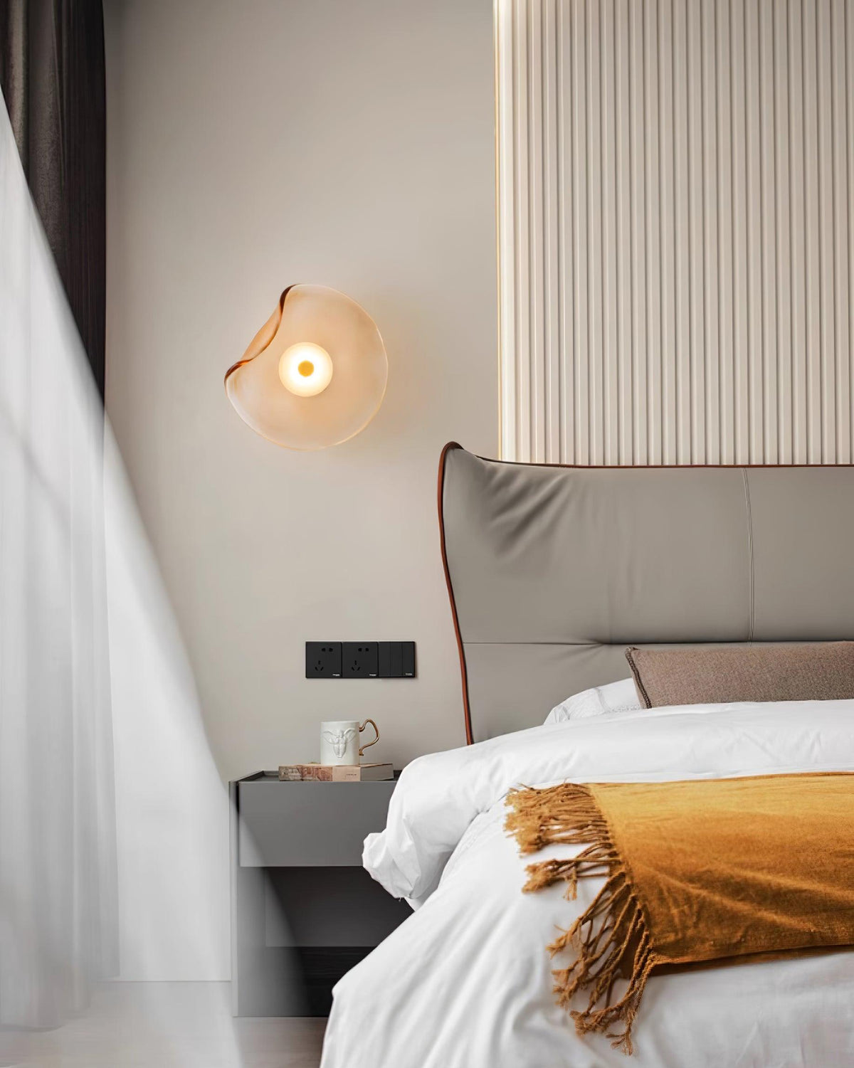 Lunara Elegant Amber Glass Wall Sconce with Warm Glow