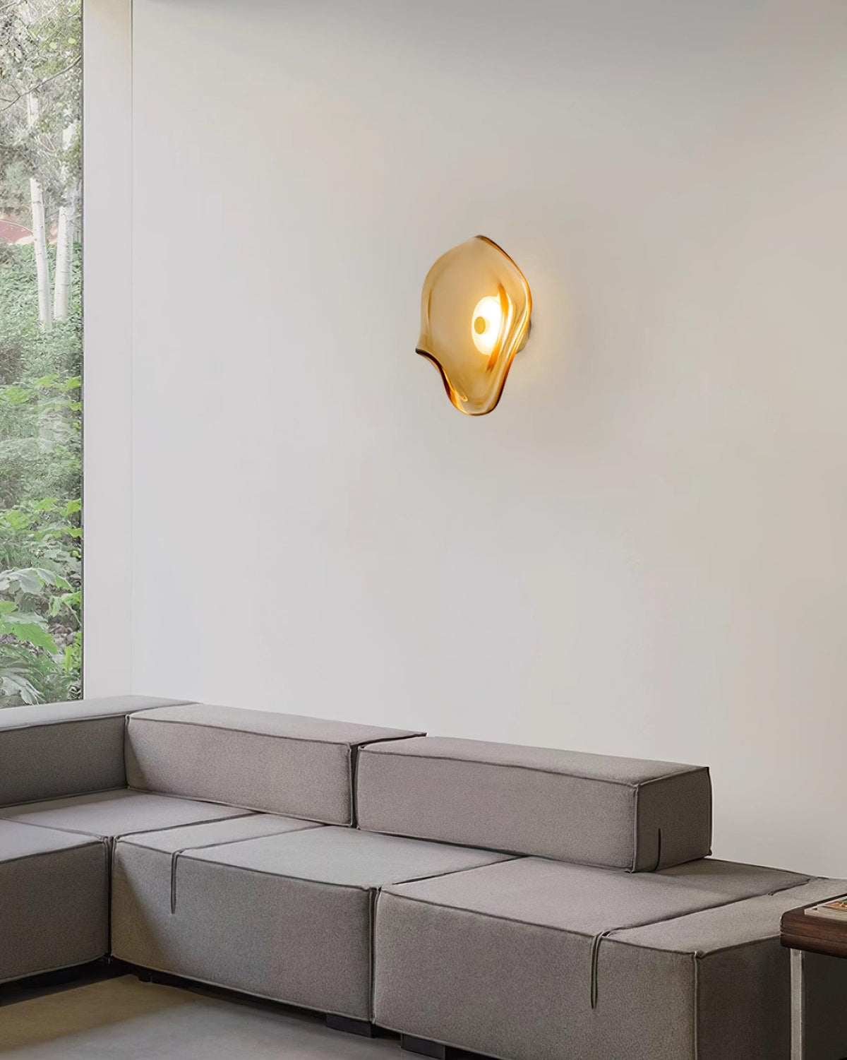 Lunara Elegant Amber Glass Wall Sconce with Warm Glow