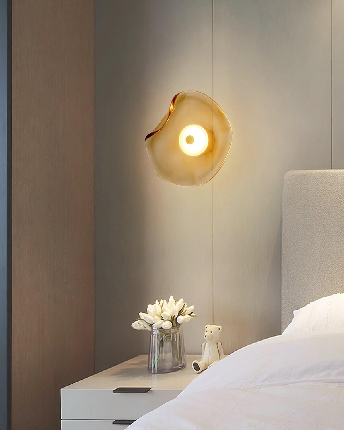 Lunara Elegant Amber Glass Wall Sconce with Warm Glow