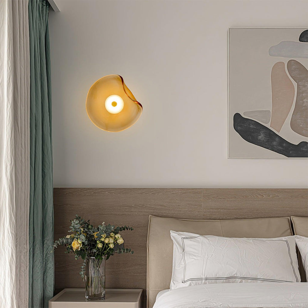Lunara Elegant Amber Glass Wall Sconce with Warm Glow