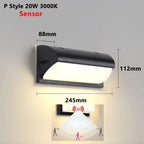 Motion Sensor Outdoor LED Wall Light Waterproof Porch Courtyard Garden — 3 Styles Warm Cool