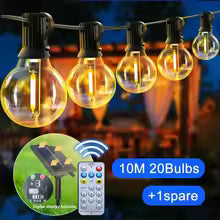 Solar outdoor string lights warm white globe bulbs waterproof patio — fence trellis installation