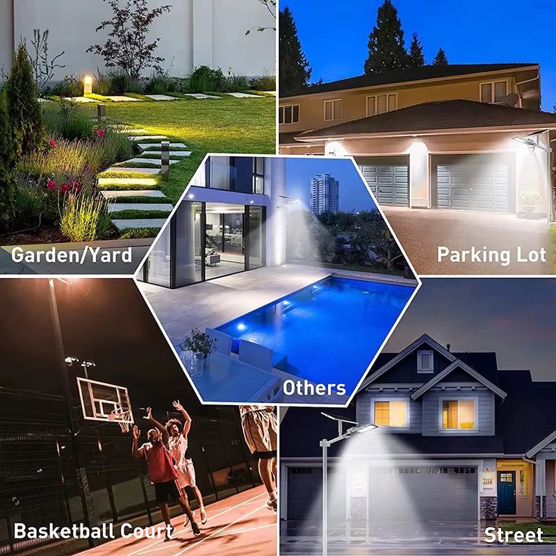 Solar flood light 200W equivalent dual head motion sensor IP66 outdoor — motion detection sensor