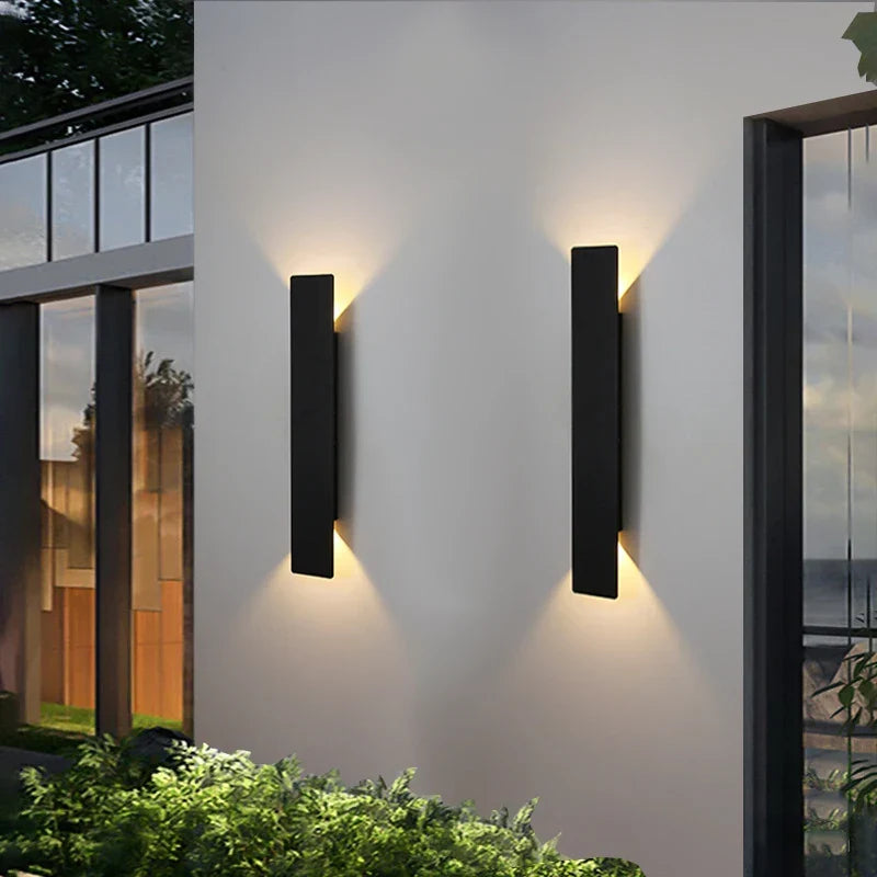 Waterproof LED Aluminum Strip Wall Light Indoor Outdoor Bedroom Porch — Black 2W to 18W