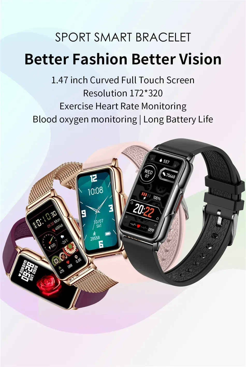 Annie’s Fashion Smartwatch for Men & Women – Full Touch Fitness & Health Tracker