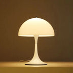 GlowCap Retro LED Desk Light Minimalist Scandinavian Bedside Dining — White Silver Chrome