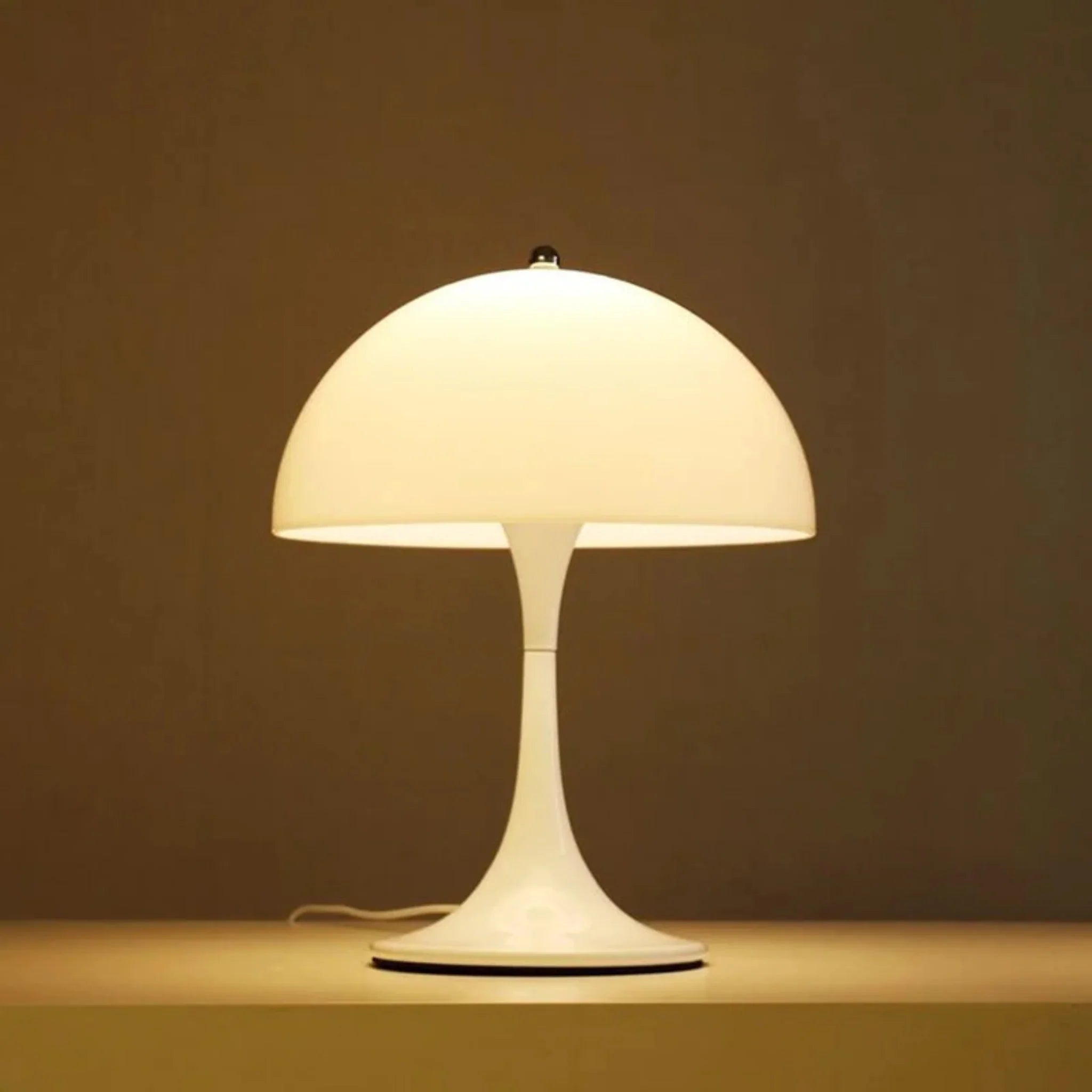 GlowCap Retro LED Desk Light Minimalist Scandinavian Bedside Dining — White Silver Chrome