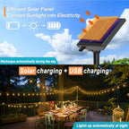 Solar outdoor string lights warm white globe bulbs waterproof patio — globe bulb close-up warm glow