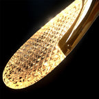 Gilded Serenity Gold Crystal Pendant Light Bedroom Living Room Kitchen Island — Raindrop Ring Hammer