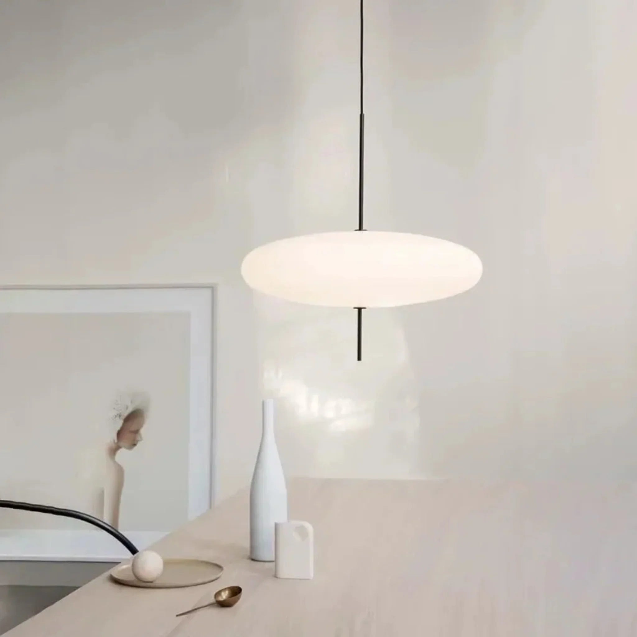 Nordic Flying Saucer LED Pendant Light White Modern Ceiling Bedroom Dining Room — 11 to 19 Inch