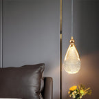 Gilded Serenity Gold Crystal Pendant Light Bedroom Living Room Kitchen Island — Raindrop Ring Hammer