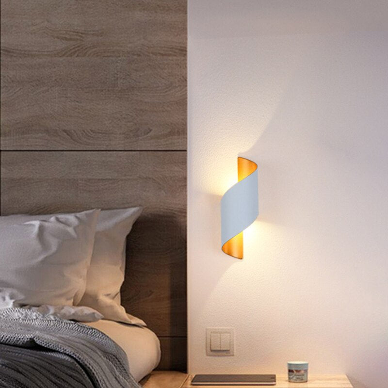 Modern Curl Twisted LED Wall Light Dimmable Bedroom Living Room — White Black Small Medium Large