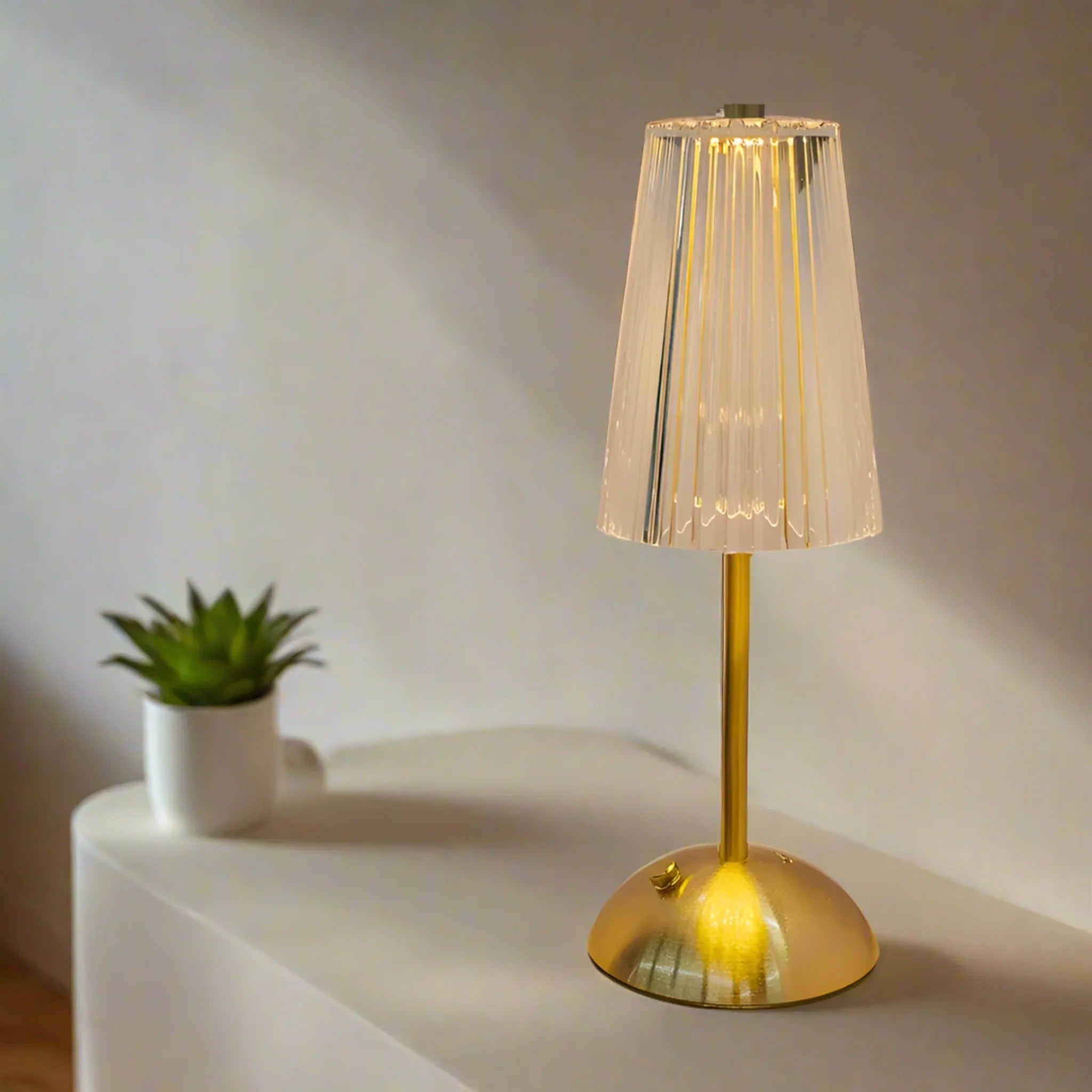 Crystal Rechargeable LED Table Lamp Touch Control Cordless Luxury Bedside — 4 Styles