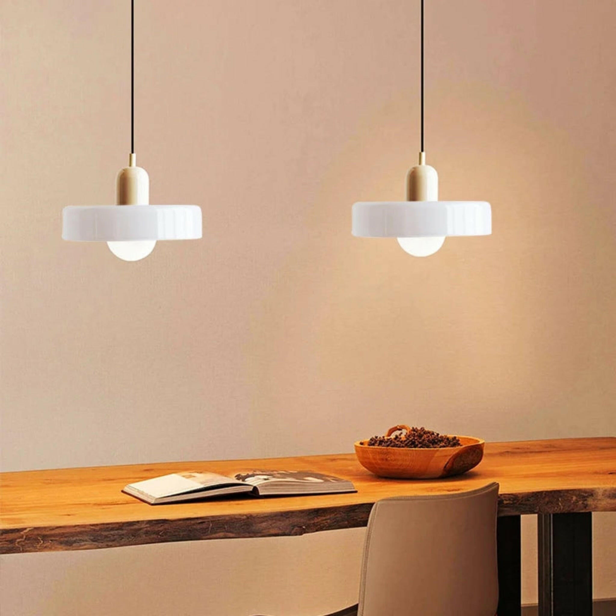 Nordic Bauhaus Retro Glass Pendant Light Adjustable Bedroom Living Room Bar — Multi Colors