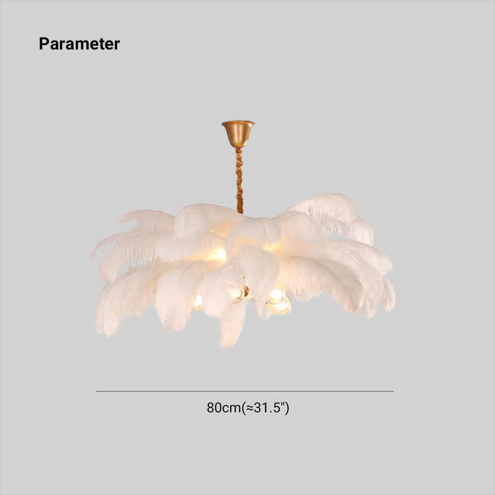 O'Moore Nordic Luxury Pendant Light, Brass/Feather