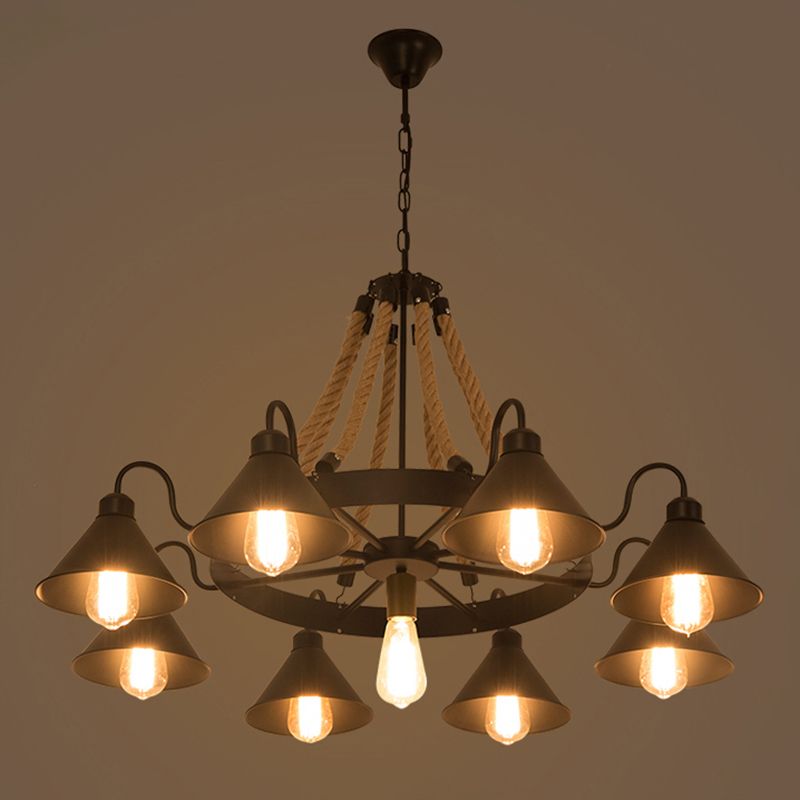 Epoch Vintage Industrial Rope Chandelier  Living Room