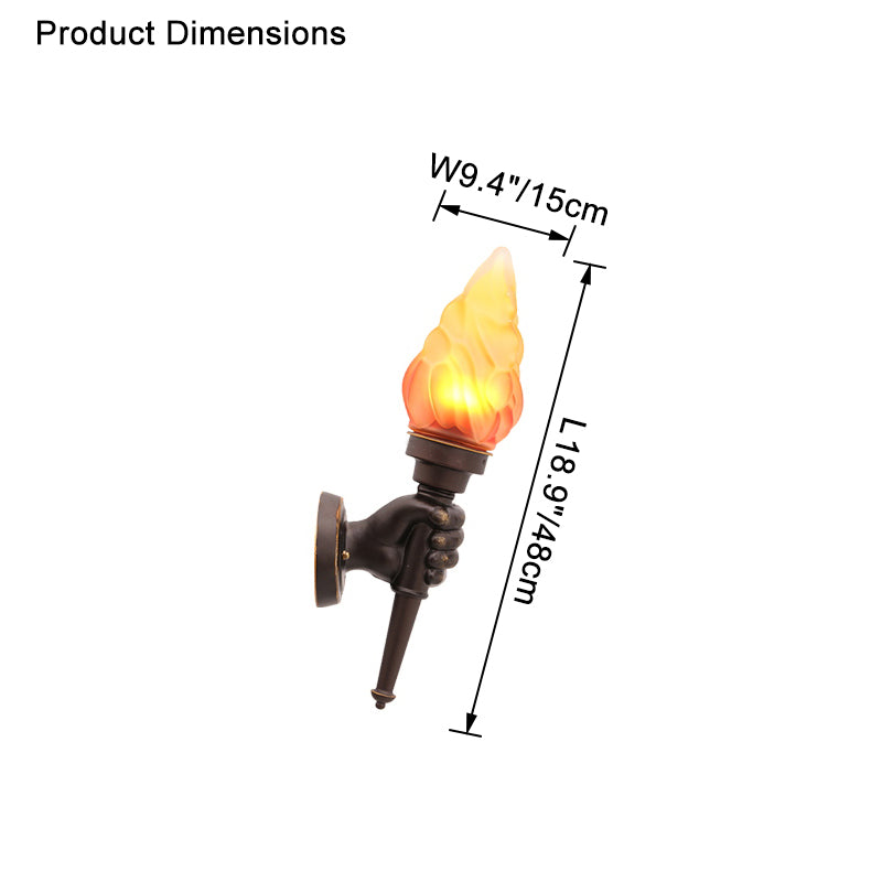 Torch Outdoor Wall Light Retro Flame Style LED Waterproof Porch Garden Entrance — Black Bronze