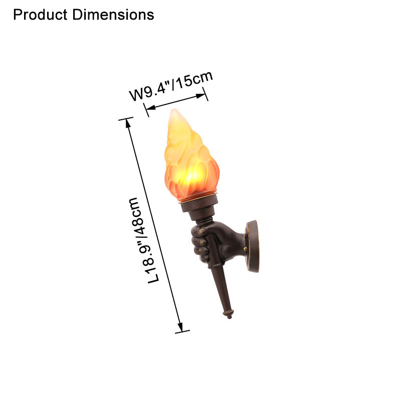 Torch Outdoor Wall Light Retro Flame Style LED Waterproof Porch Garden Entrance — Black Bronze