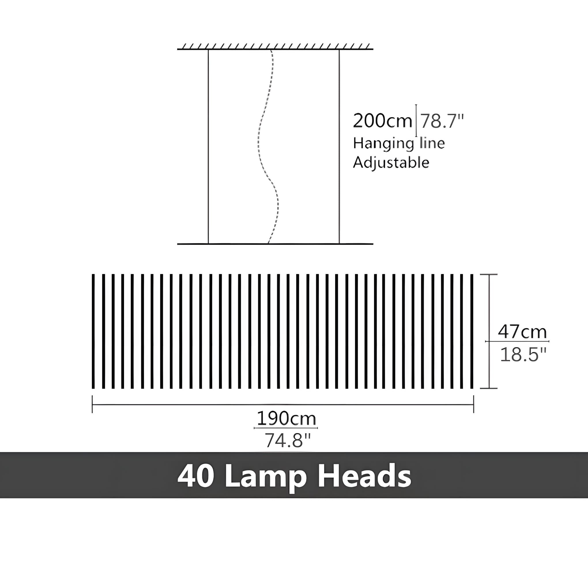 Sonata LED Chandelier Dimmable Linear Pendant Dining Room Living Room — 10 to 30 Heads