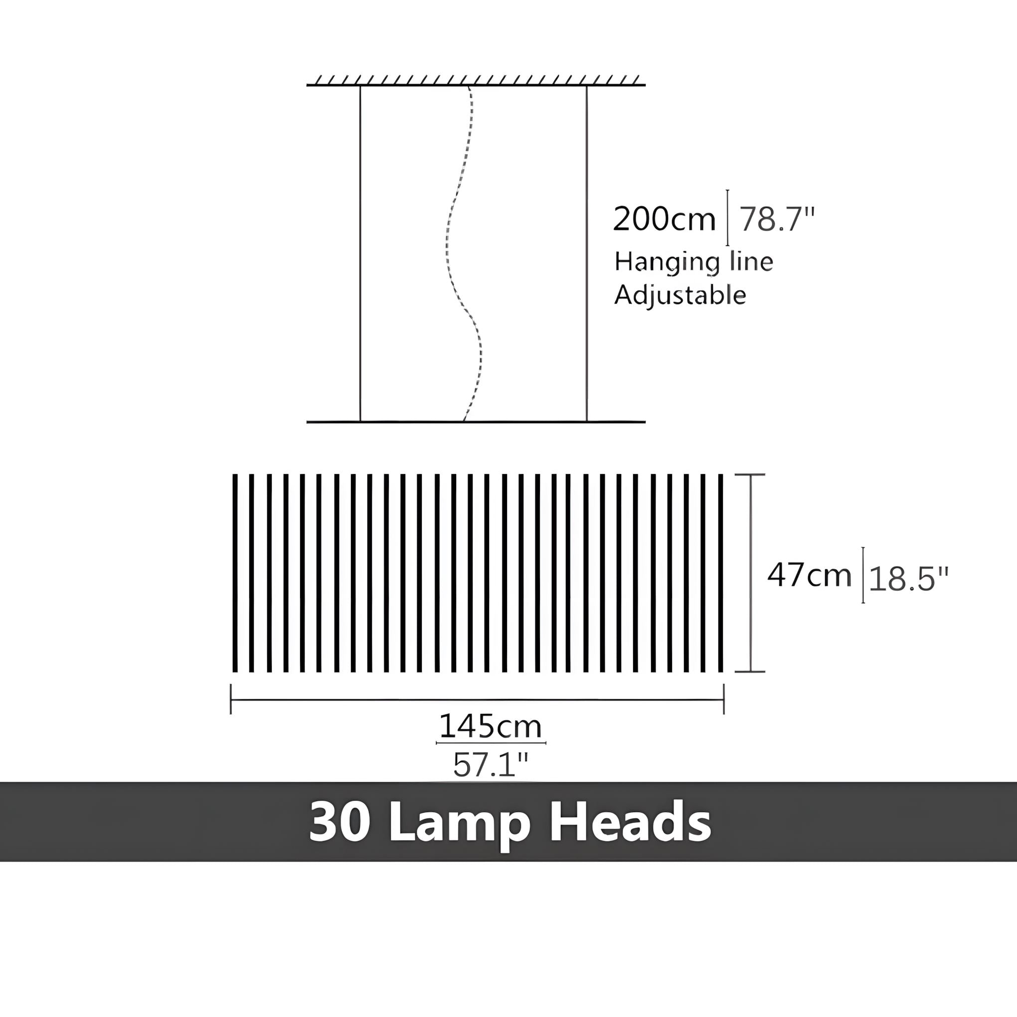 Sonata LED Chandelier Dimmable Linear Pendant Dining Room Living Room — 10 to 30 Heads