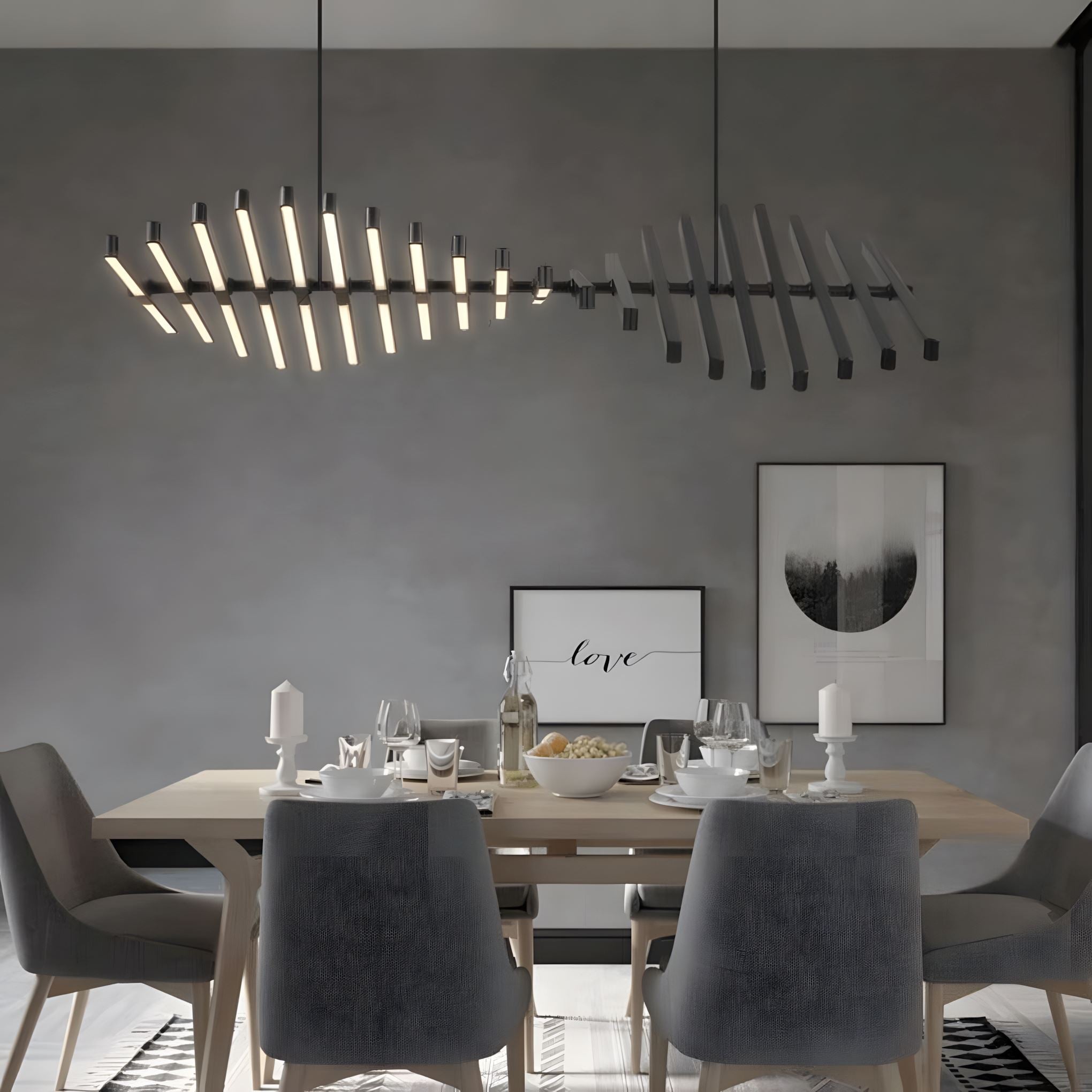 Sonata LED Chandelier Dimmable Linear Pendant Dining Room Living Room — 10 to 30 Heads
