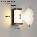 Motion Sensor Outdoor LED Wall Light Waterproof Porch Courtyard Garden — 3 Styles Warm Cool