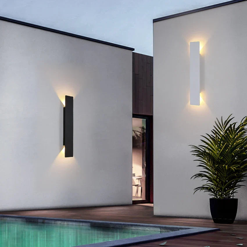 Waterproof LED Aluminum Strip Wall Light Indoor Outdoor Bedroom Porch — Black 2W to 18W