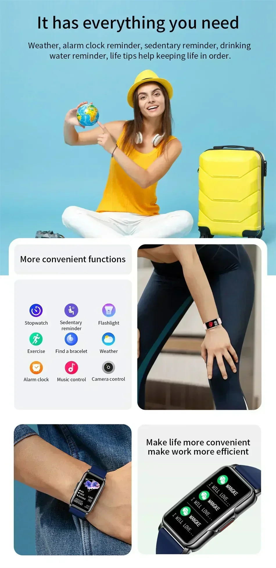 Annie’s Fashion Smartwatch for Men & Women – Full Touch Fitness & Health Tracker