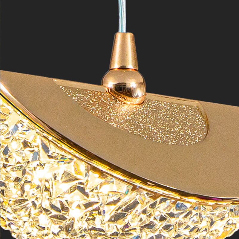 Gilded Serenity Gold Crystal Pendant Light Bedroom Living Room Kitchen Island — Raindrop Ring Hammer