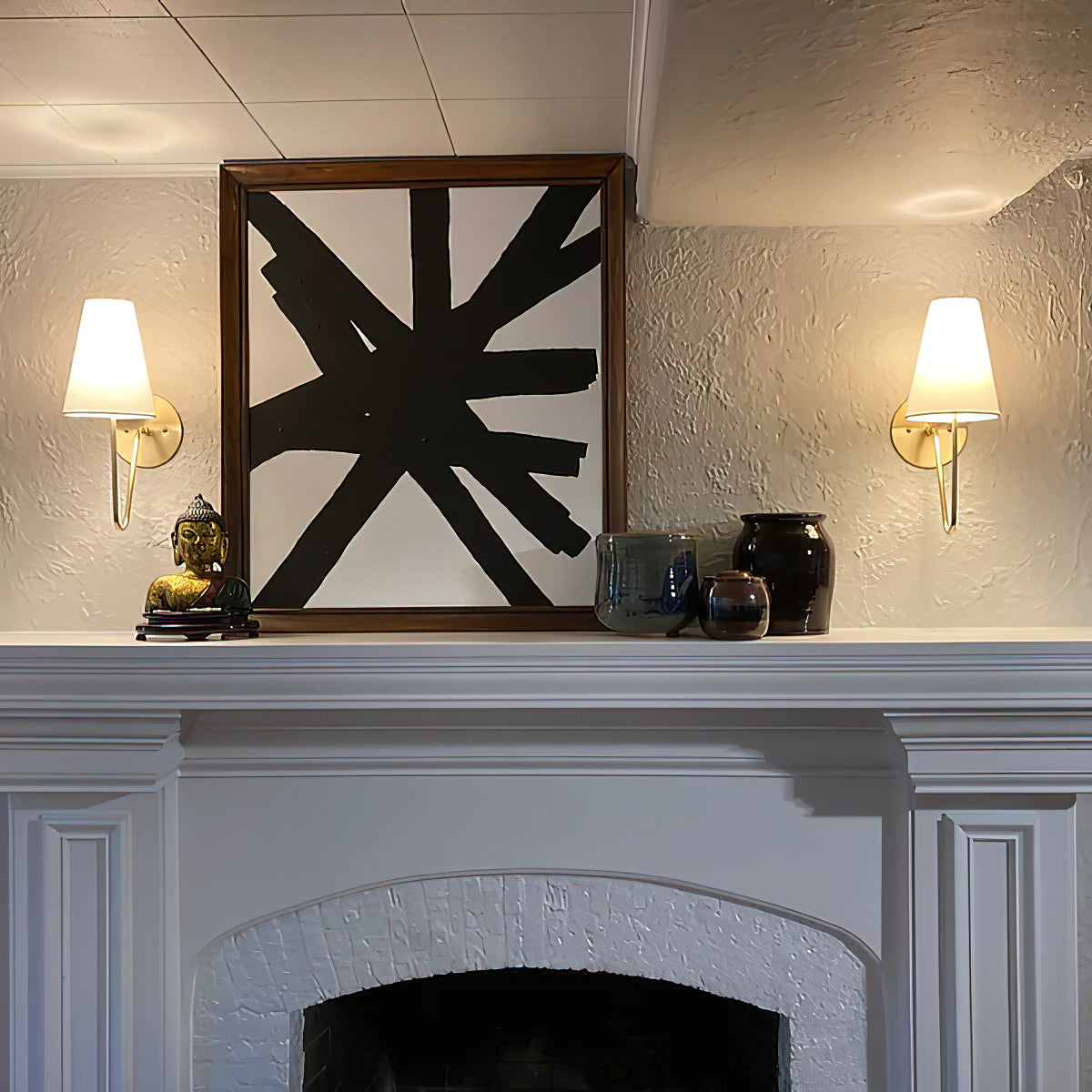 Scoop Brass Wall Lamp Sculptural Modern Bedroom Living Room Hallway — Brass Black