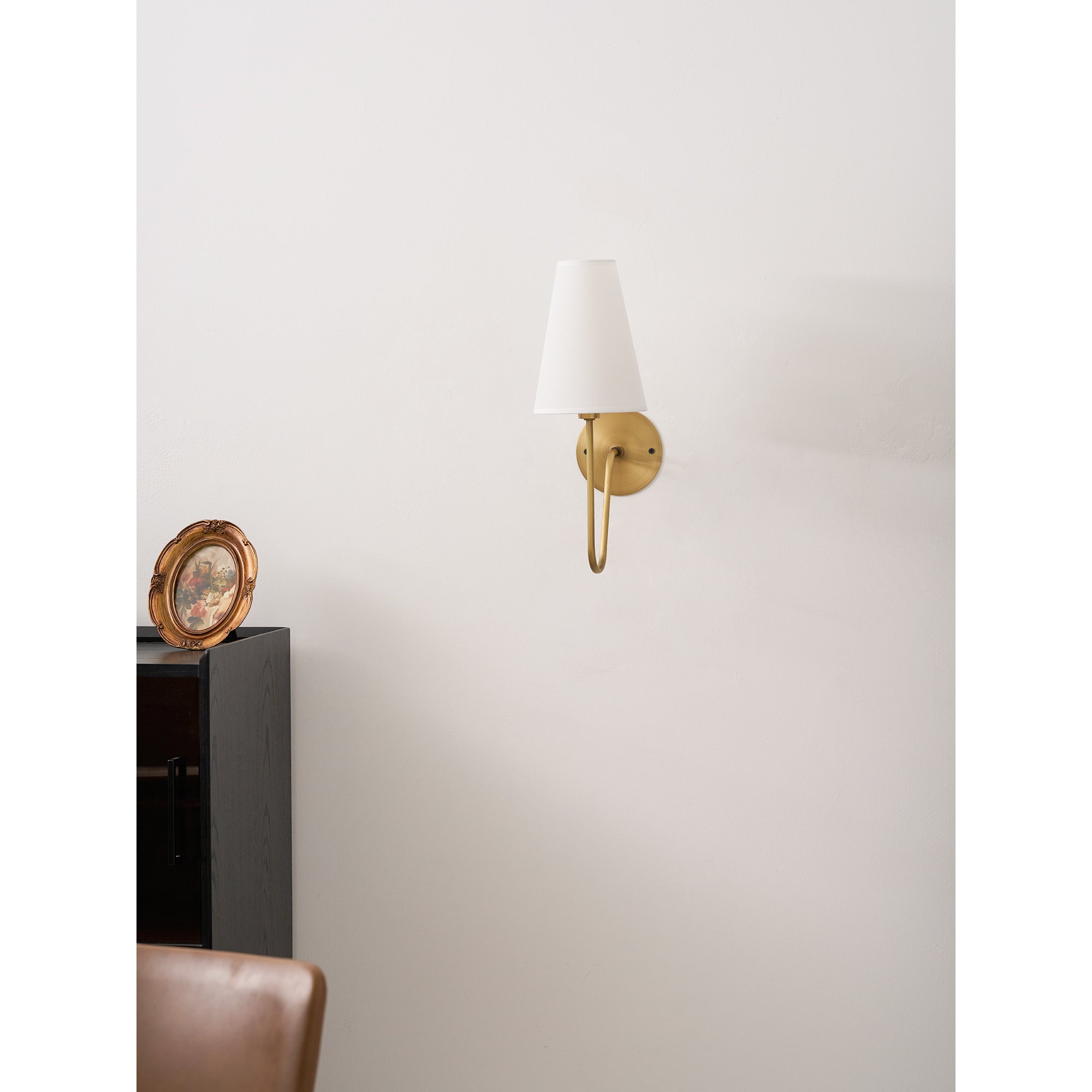 Scoop Brass Wall Lamp Sculptural Modern Bedroom Living Room Hallway — Brass Black