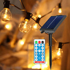 Solar outdoor string lights warm white globe bulbs waterproof patio — garden string lighting