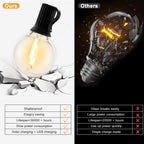 Solar outdoor string lights warm white globe bulbs waterproof — patio ambiance evening setting