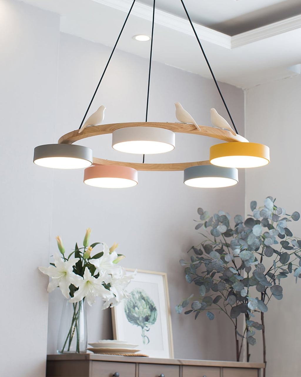 Cliff Chandelier Bird Round