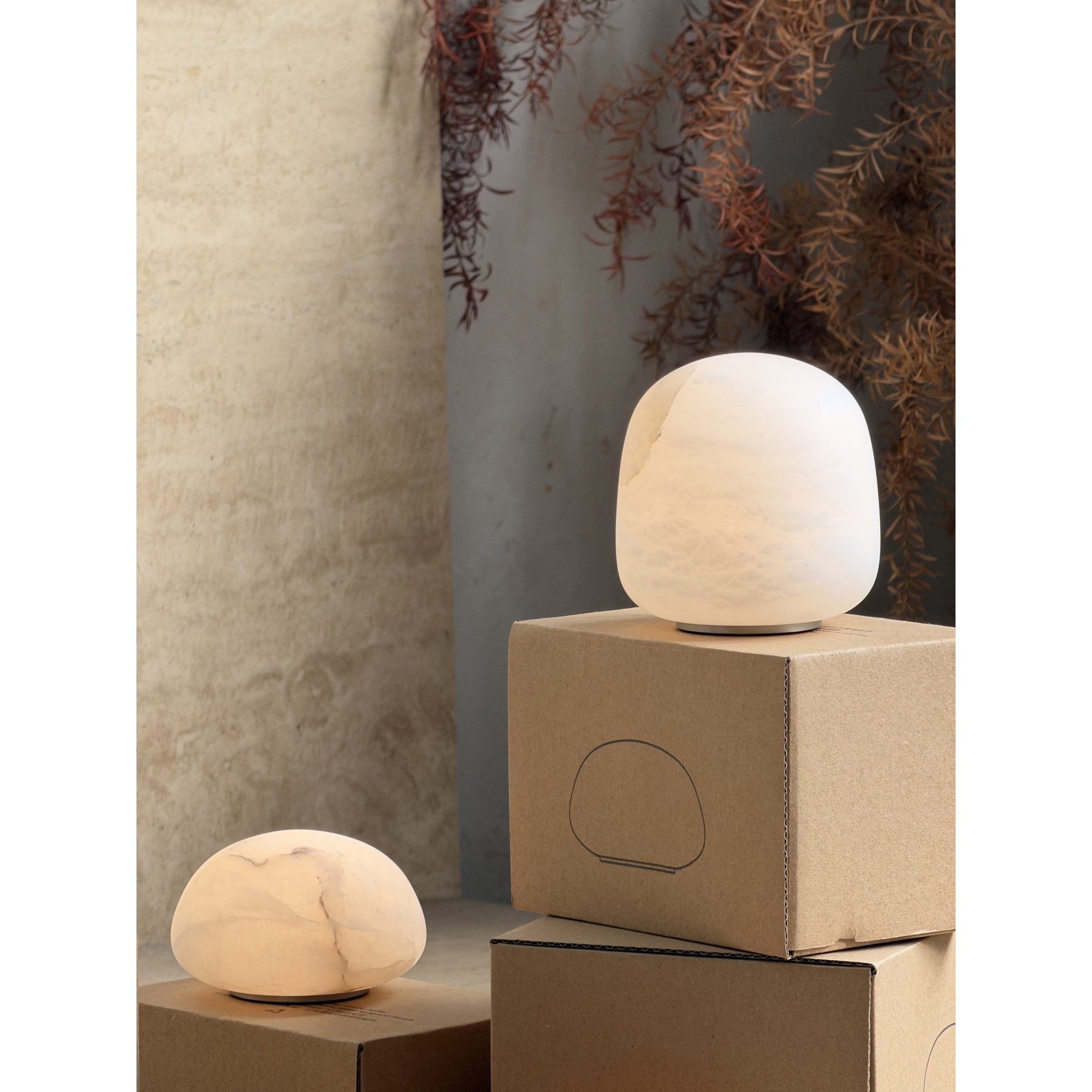 Alabaster Portable Cordless Table Lamp Built-in Battery Rechargeable Warm LED Bedside Outdoor — 3 Colors
