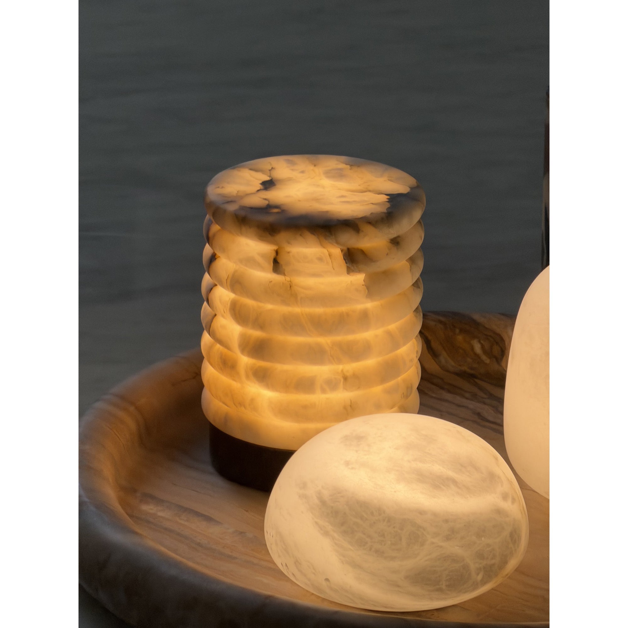 Alabaster Portable Cordless Table Lamp Built-in Battery Rechargeable Warm LED Bedside Outdoor — 3 Colors