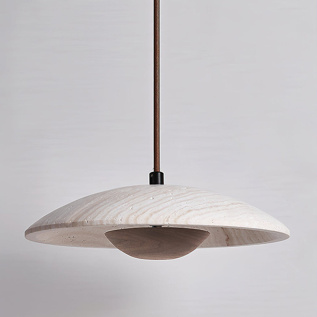Zodore Wide-Brim Travertine Pendant Light