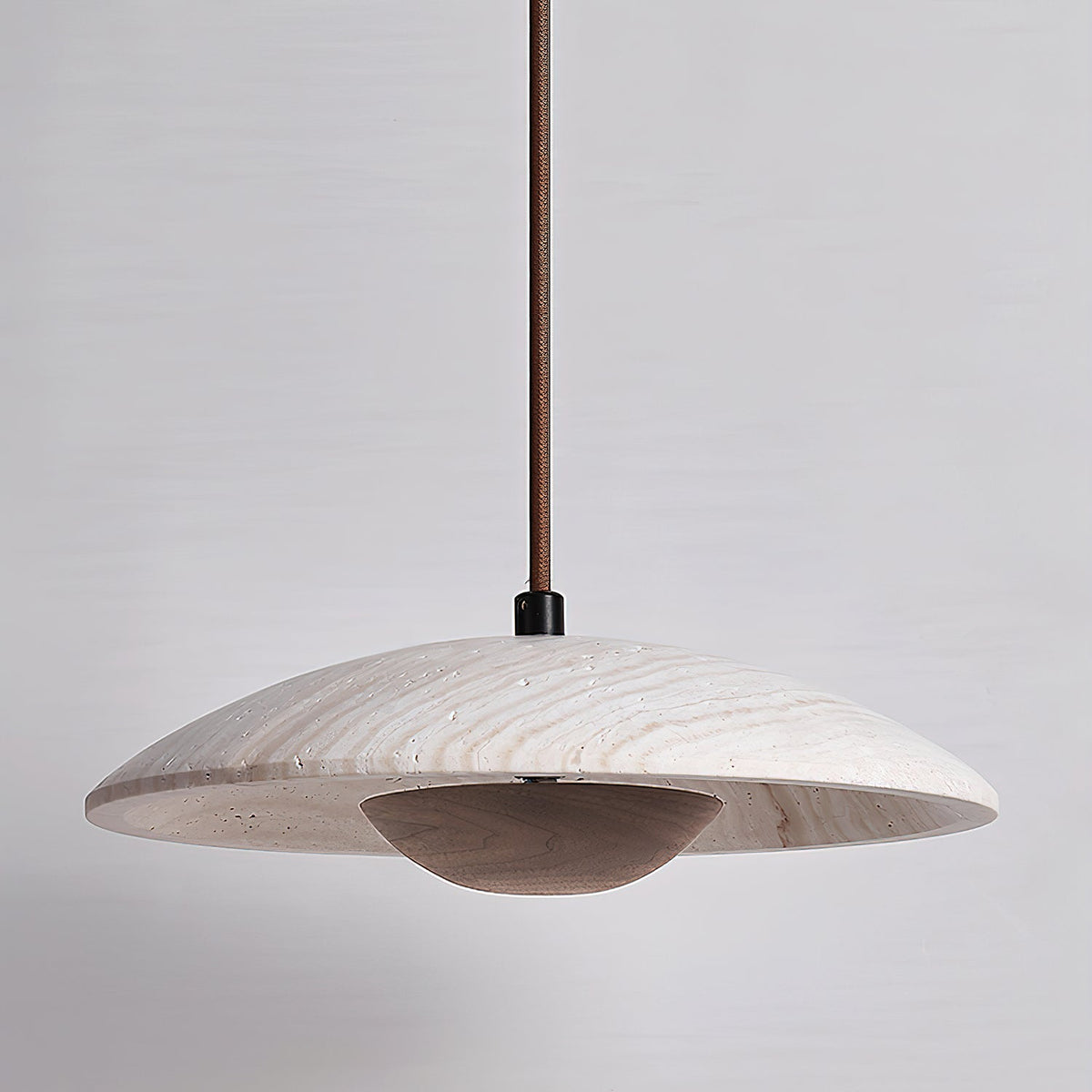 Zodore Wide-Brim Travertine Pendant Light