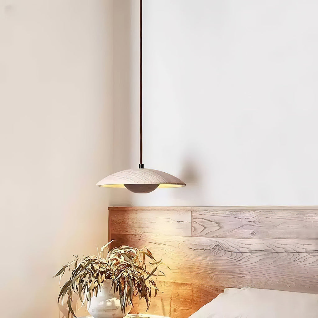 Zodore Wide-Brim Travertine Pendant Light