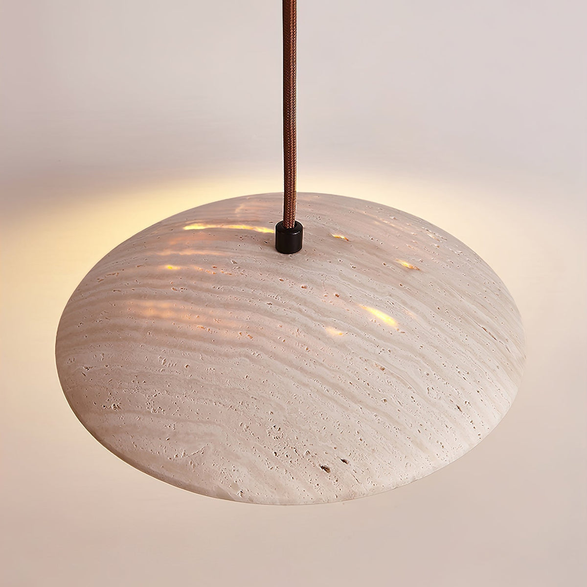 Zodore Wide-Brim Travertine Pendant Light