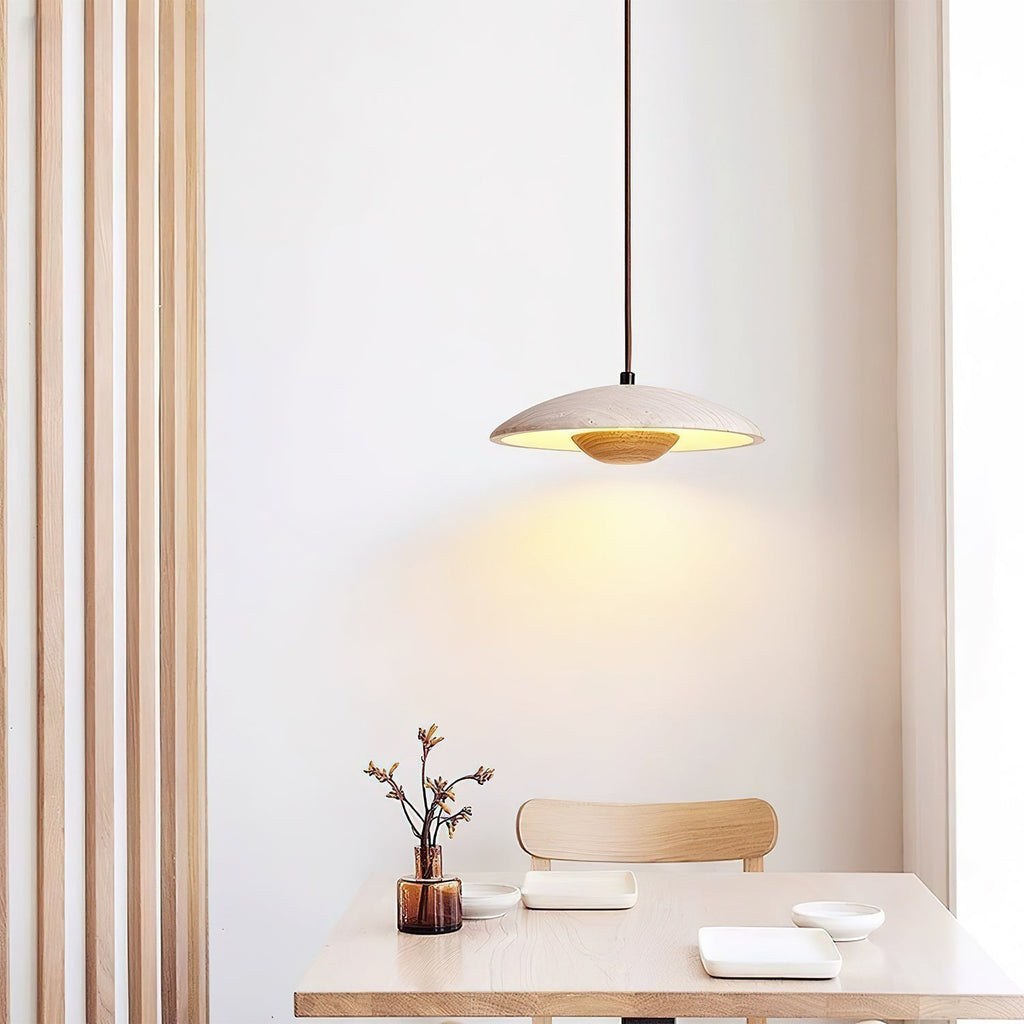 Zodore Wide-Brim Travertine Pendant Light