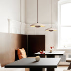 Zodore Wide-Brim Travertine Pendant Light