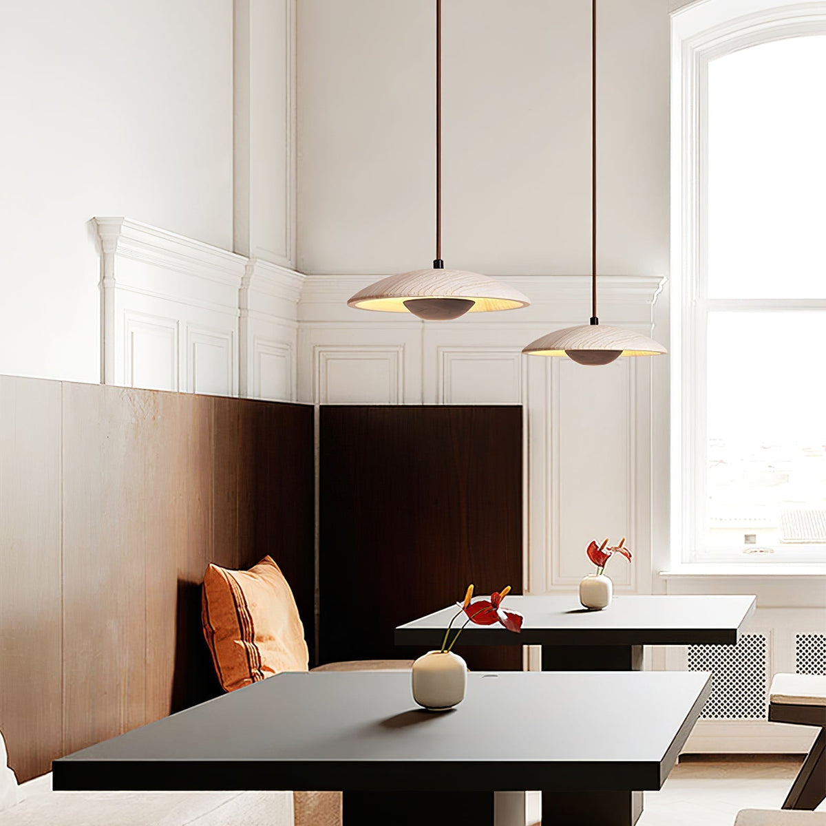 Zodore Wide-Brim Travertine Pendant Light