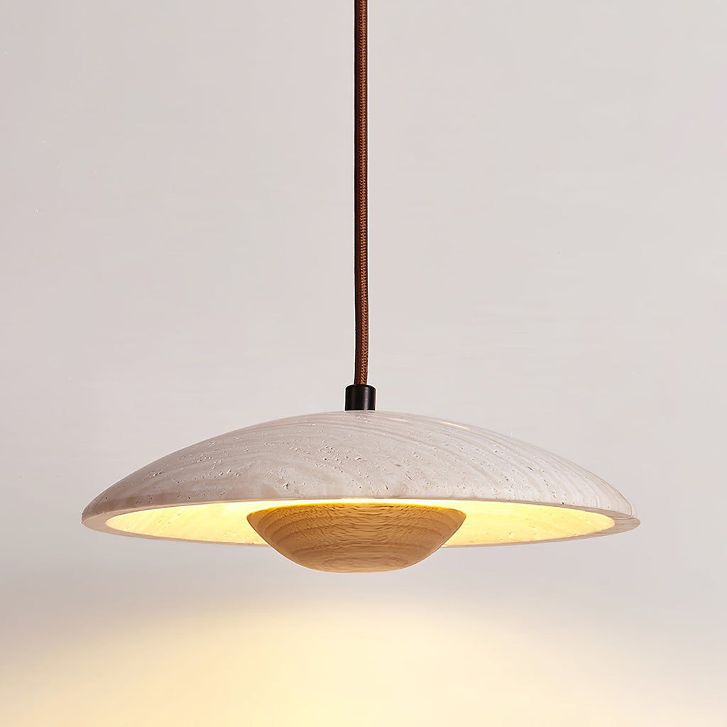 Zodore Wide-Brim Travertine Pendant Light