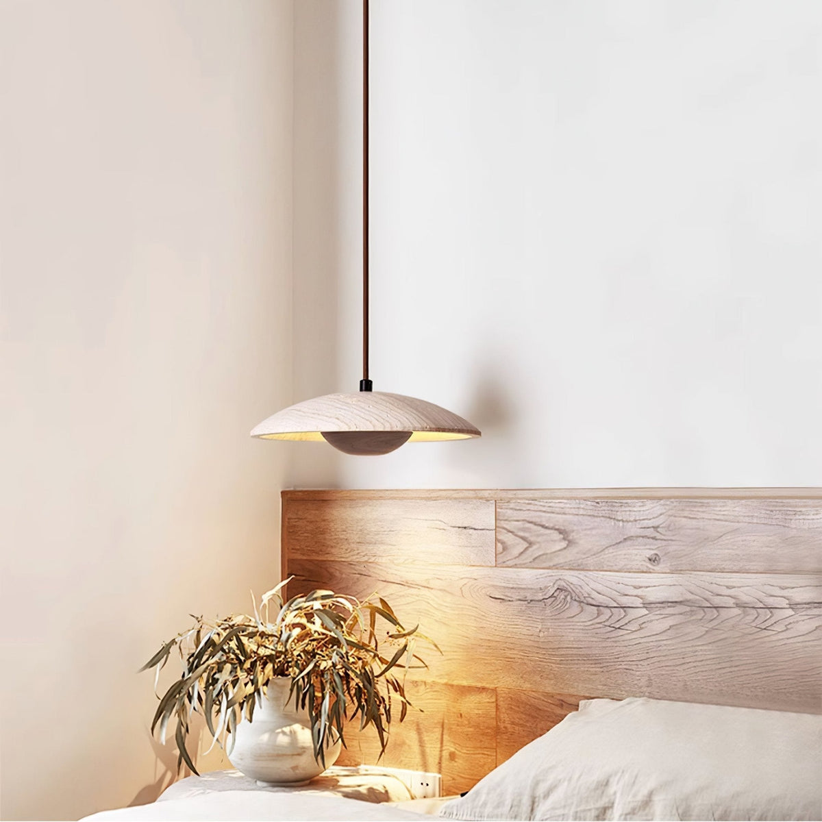 Zodore Wide-Brim Travertine Pendant Light